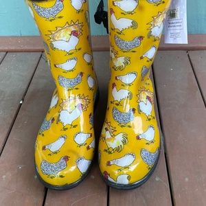 Sloggers Boots decorated with Chickens and Sunshine